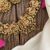 Vriksham Gold Look Alike Lakshmi & Peacock Choker-Red Green-G17211